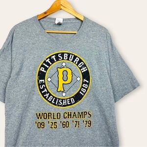 Vintage Pittsburgh Pirates World Series Short Sleeve Crewneck Boxy T Shirt Gray
